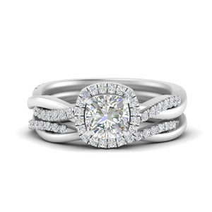 Halo Infinity Cushion Cut Diamond Bridal Set