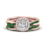 Load image into Gallery viewer, cushion-cut-halo-emerald-infinity-bridal-set-in-rose-gold-FD9212CUGEMGR-NL-RG-B2.jpg
