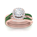 Load image into Gallery viewer, cushion-cut-halo-emerald-infinity-bridal-set-in-rose-gold-FD9212CUGEMGR-NL-RG-B2.jpg
