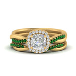 Load image into Gallery viewer, cushion-cut-halo-emerald-infinity-bridal-set-in-yellow-gold-FD9212CUGEMGR-NL-YG-B2.jpg
