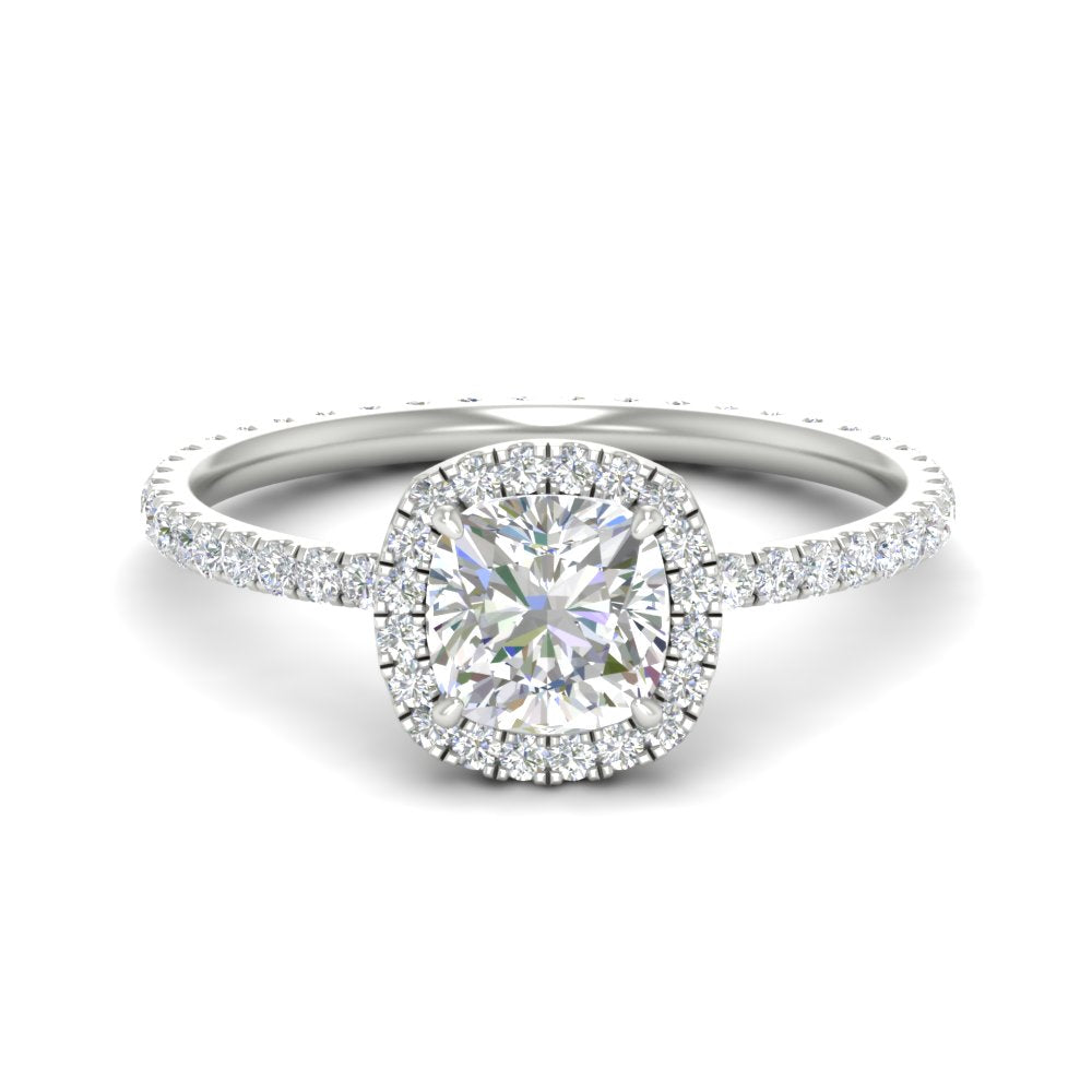 Cushion Cut Halo Eternity Engagement Ring
