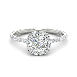 Cushion Cut Halo Eternity Engagement Ring