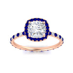 Load image into Gallery viewer, cushion-cut-halo-eternity-sapphire-engagement-ring-in-rose-gold-FD9372CURGSABLANGLE5-NL-RG.jpg?v=1763117962

