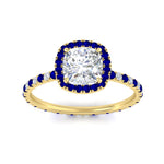 Load image into Gallery viewer, cushion-cut-halo-eternity-sapphire-engagement-ring-in-yellow-gold-FD9372CURGSABLANGLE5-NL-YG.jpg?v=1763117962
