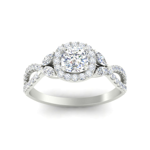 Halo Diamond Infinity Shank Cushion Cut Engagement Ring