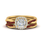 Load image into Gallery viewer, cushion-cut-halo-ruby-infinity-bridal-set-in-yellow-gold-FD9212CUGRUDR-NL-YG-B2.jpg
