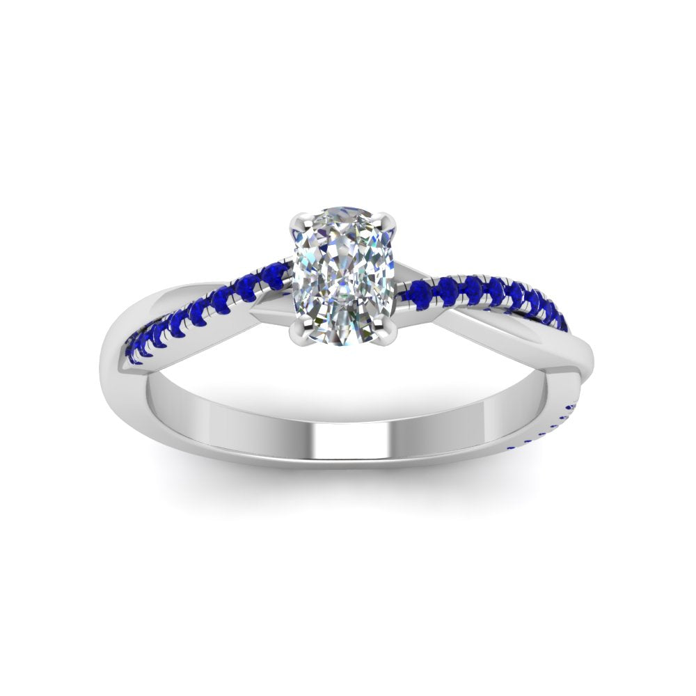 cushion-cut-infinity-twist-diamond-engagement-ring-with-blue-sapphire-in-14K-white-gold-FD8253CURGSABL-NL-WG