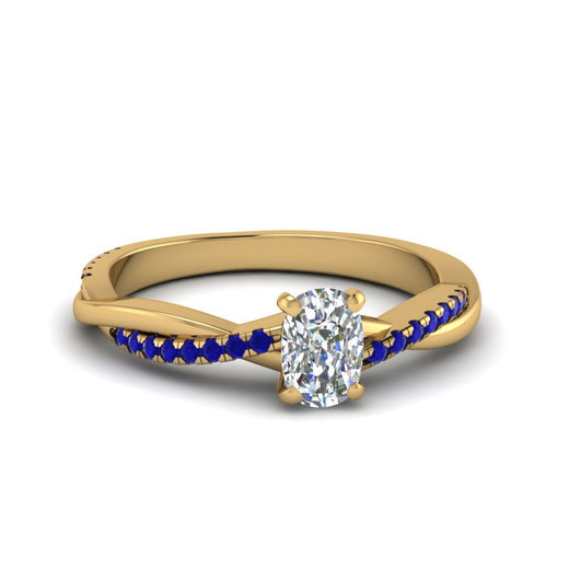 cushion-cut-infinity-twist-diamond-engagement-ring-with-blue-sapphire-in-14K-yellow-gold-FD8253CURGSABL-NL-YG