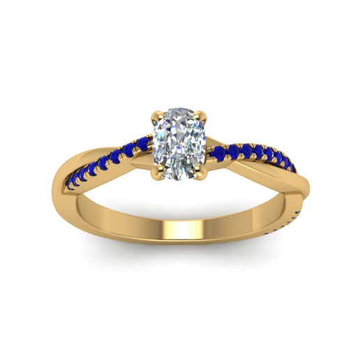 cushion-cut-infinity-twist-diamond-engagement-ring-with-blue-sapphire-in-14K-yellow-gold-FD8253CURGSABL-NL-YG
