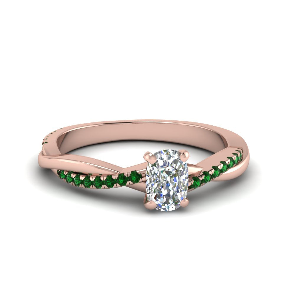 cushion-cut-infinity-twist-diamond-engagement-ring-with-emerald-in-14K-rose-gold-FD8253CURGEMGR-NL-RG