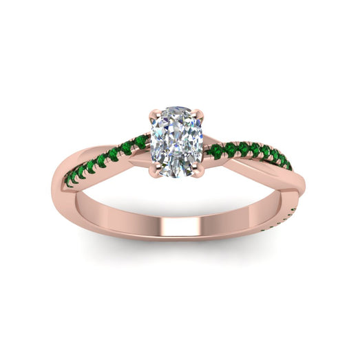 cushion-cut-infinity-twist-diamond-engagement-ring-with-emerald-in-14K-rose-gold-FD8253CURGEMGR-NL-RG