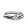 Load image into Gallery viewer, cushion-cut-infinity-twist-diamond-engagement-ring-with-emerald-in-14K-white-gold-FD8253CURGEMGR-NL-WG