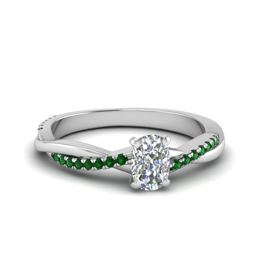 cushion-cut-infinity-twist-diamond-engagement-ring-with-emerald-in-14K-white-gold-FD8253CURGEMGR-NL-WG