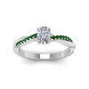 Load image into Gallery viewer, cushion-cut-infinity-twist-diamond-engagement-ring-with-emerald-in-14K-white-gold-FD8253CURGEMGR-NL-WG