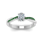 Load image into Gallery viewer, cushion-cut-infinity-twist-diamond-engagement-ring-with-emerald-in-14K-white-gold-FD8253CURGEMGR-NL-WG
