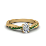Load image into Gallery viewer, cushion-cut-infinity-twist-diamond-engagement-ring-with-emerald-in-14K-yellow-gold-FD8253CURGEMGR-NL-YG
