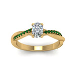 Load image into Gallery viewer, cushion-cut-infinity-twist-diamond-engagement-ring-with-emerald-in-14K-yellow-gold-FD8253CURGEMGR-NL-YG
