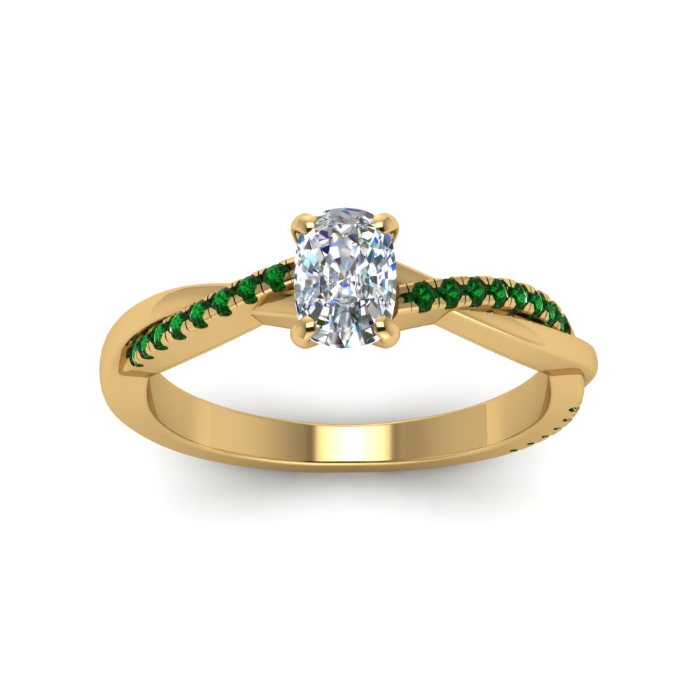 cushion-cut-infinity-twist-diamond-engagement-ring-with-emerald-in-14K-yellow-gold-FD8253CURGEMGR-NL-YG