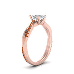 Load image into Gallery viewer, cushion-cut-infinity-twist-diamond-engagement-ring-with-orange-sapphire-in-14K-rose-gold-FD8253CURGSAOR-NL-RG
