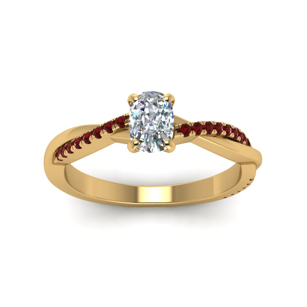 cushion-cut-infinity-twist-diamond-engagement-ring-with-ruby-in-14K-yellow-gold-FD8253CURGRUDR-NL-YG