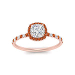 Load image into Gallery viewer, cushion-cut-orange-sapphire-halo-petite-engagement-ring-in-rose-gold-FD8523CURGSAORANGLE3-NL-RG
