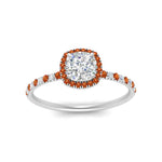 Load image into Gallery viewer, cushion-cut-orange-sapphire-halo-petite-engagement-ring-in-white-gold-FD8523CURGSAORANGLE3-NL-WG
