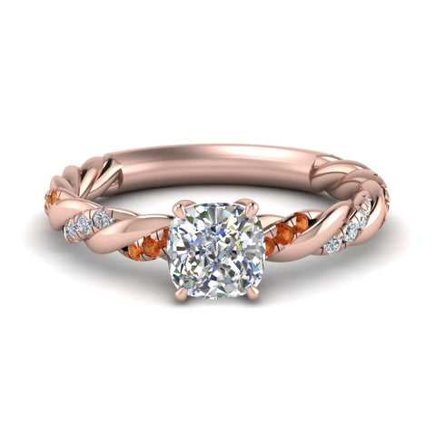 Cushion Cut Twisted Vine Engagement Ring