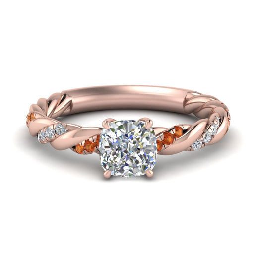 Cushion Cut Twisted Vine Engagement Ring
