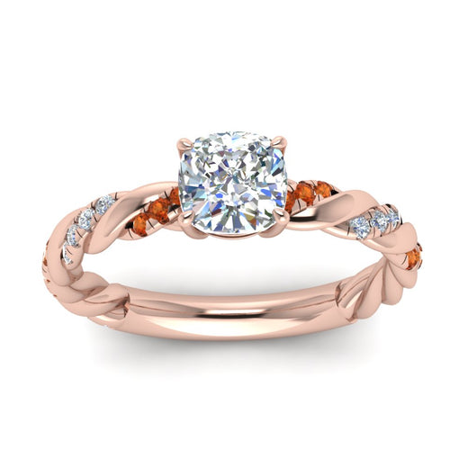 Cushion Cut Twisted Vine Engagement Ring