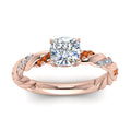 Thumbnail 42 - Twisted Vine Cushion Diamond Ring