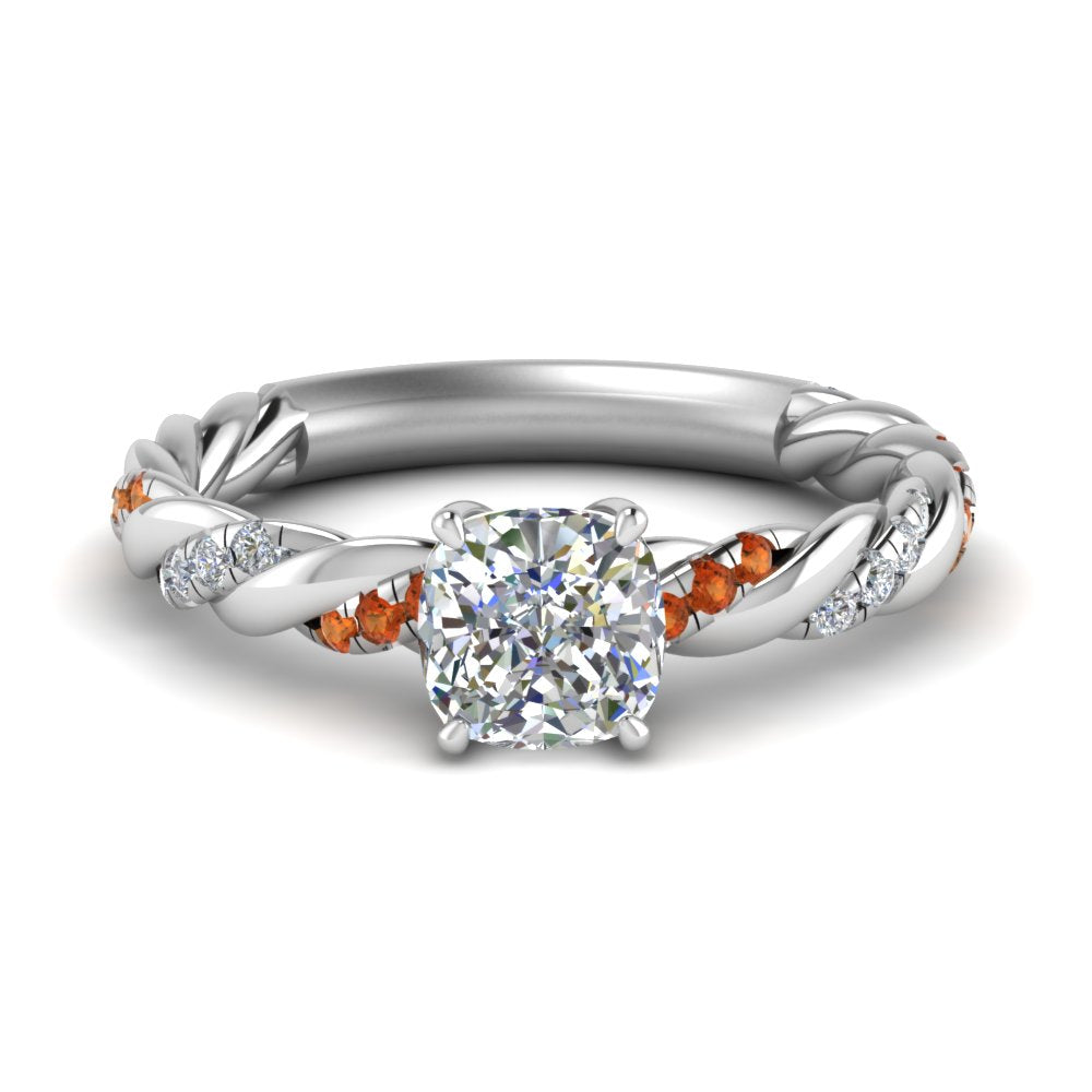 Cushion Cut Twisted Vine Engagement Ring