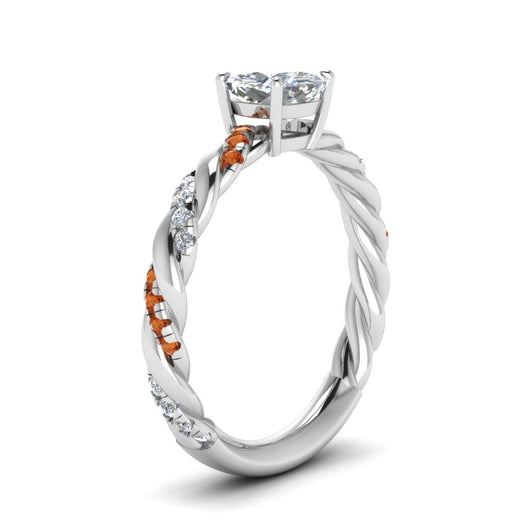 Cushion Cut Twisted Vine Engagement Ring