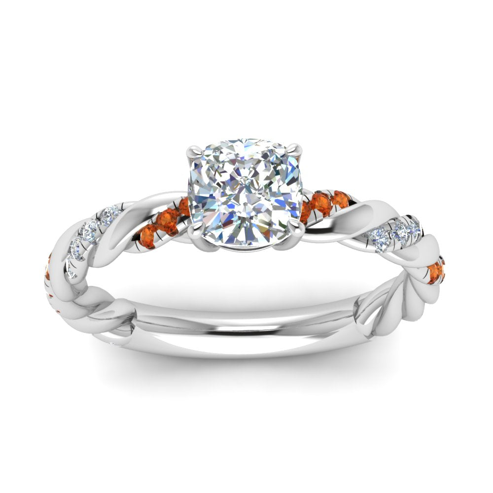 Cushion Cut Twisted Vine Engagement Ring