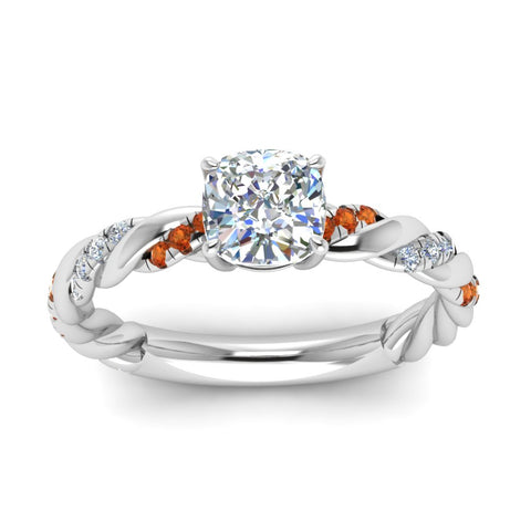 Cushion Cut Twisted Vine Engagement Ring