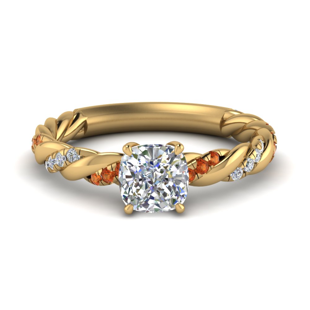 Twisted Vine Cushion Diamond Ring