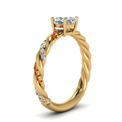 Cushion Cut Twisted Vine Engagement Ring