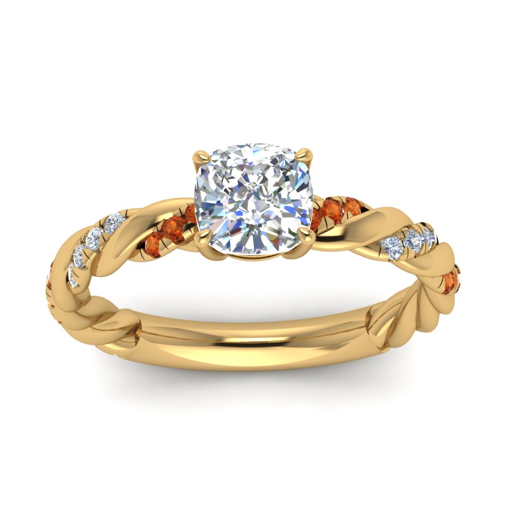 Twisted Vine Cushion Diamond Ring
