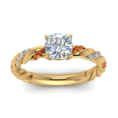 Cushion Cut Twisted Vine Engagement Ring