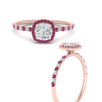 Load image into Gallery viewer, cushion-cut-pink-sapphire-halo-petite-engagement-ring-in-rose-gold-FD8523CURGSADRPIANGLE3-NL-RG
