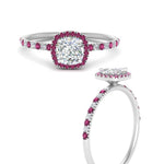 Load image into Gallery viewer, cushion-cut-pink-sapphire-halo-petite-engagement-ring-in-white-gold-FD8523CURGSADRPIANGLE3-NL-WG
