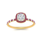 Load image into Gallery viewer, cushion-cut-pink-sapphire-halo-petite-engagement-ring-in-yellow-gold-FD8523CURGSADRPIANGLE3-NL-YG
