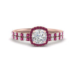 Load image into Gallery viewer, cushion-cut-pink-sapphire-halo-wedding-ring-set-in-rose-gold-FD8523CUGSADRPI-NL-RG