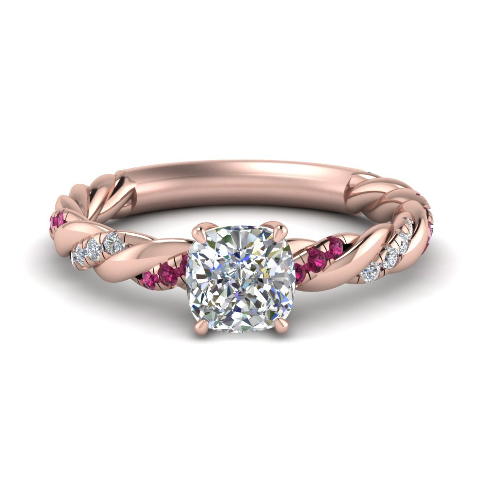 Twisted Vine Cushion Diamond Ring