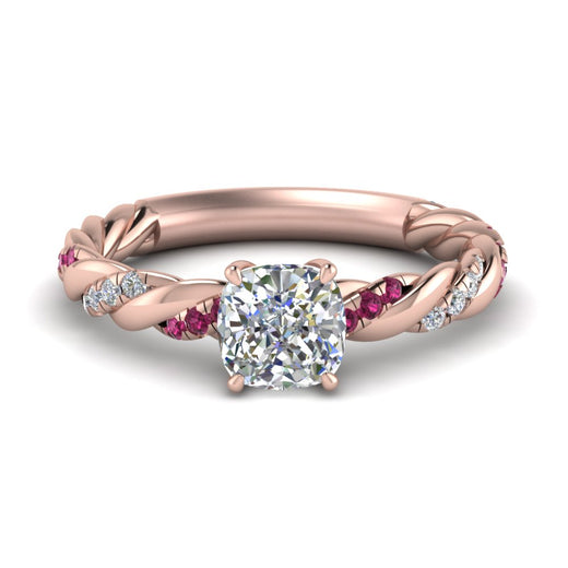 Cushion Cut Twisted Vine Engagement Ring