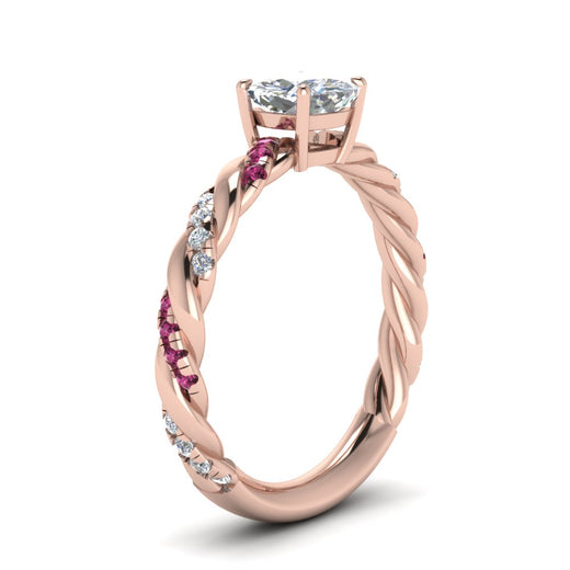 Cushion Cut Twisted Vine Engagement Ring