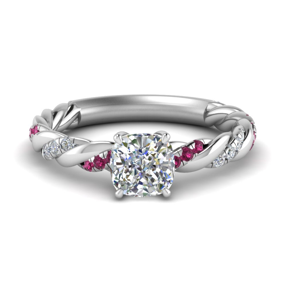 Cushion Cut Twisted Vine Engagement Ring