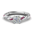 Thumbnail 11 - Twisted Vine Cushion Diamond Ring