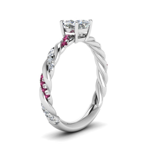 Cushion Cut Twisted Vine Engagement Ring