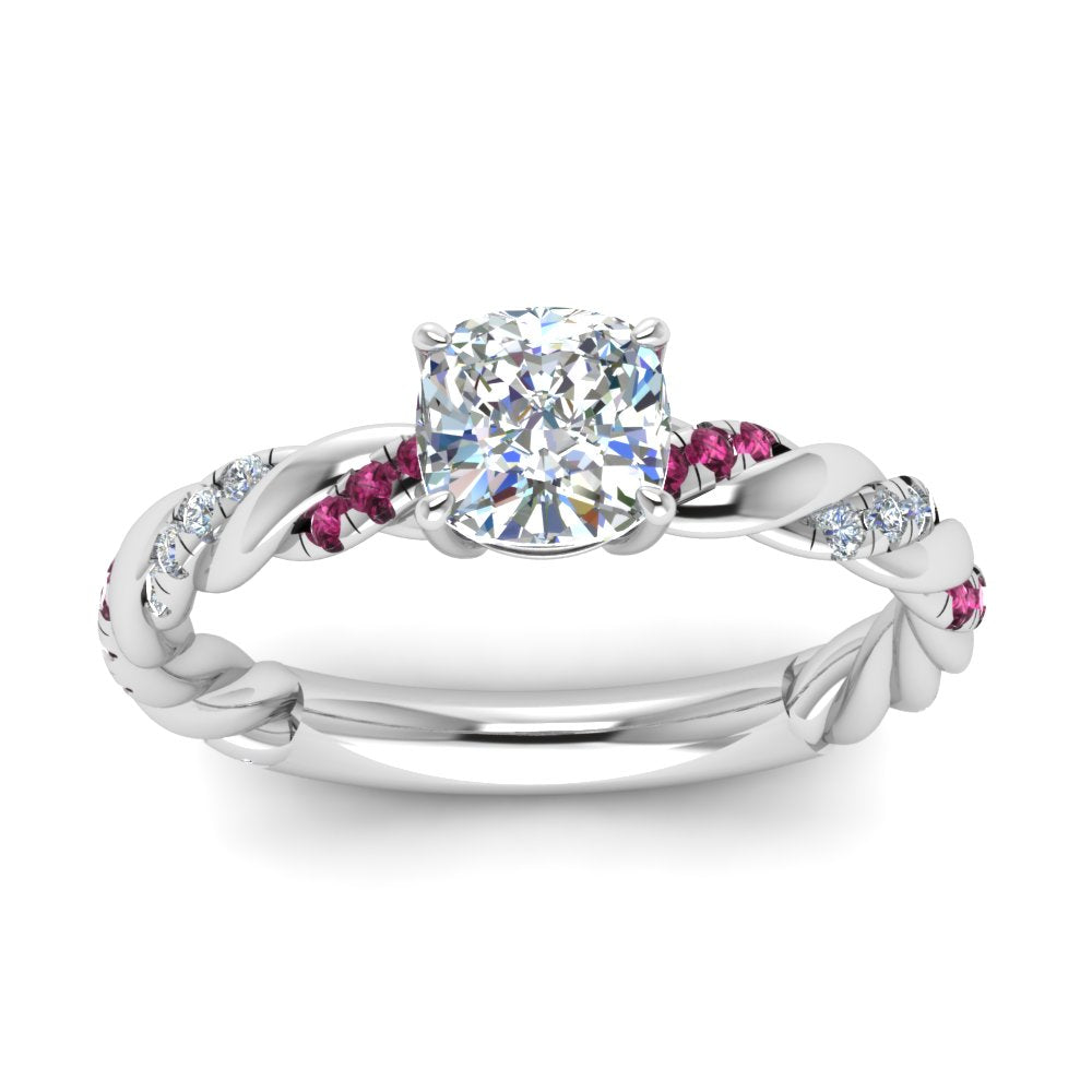 Cushion Cut Twisted Vine Engagement Ring