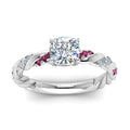 Thumbnail 12 - Twisted Vine Cushion Diamond Ring